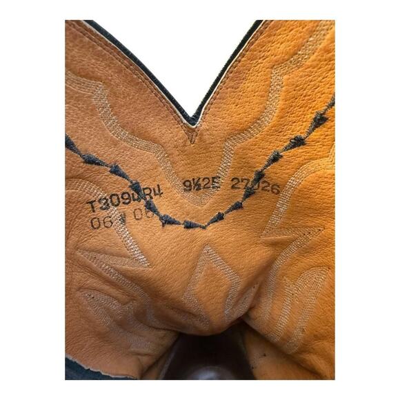 Lucchese 2000 Black Calfskin Cowboy Boot Men size 9.5 2E Wide - Picture 10 of 12